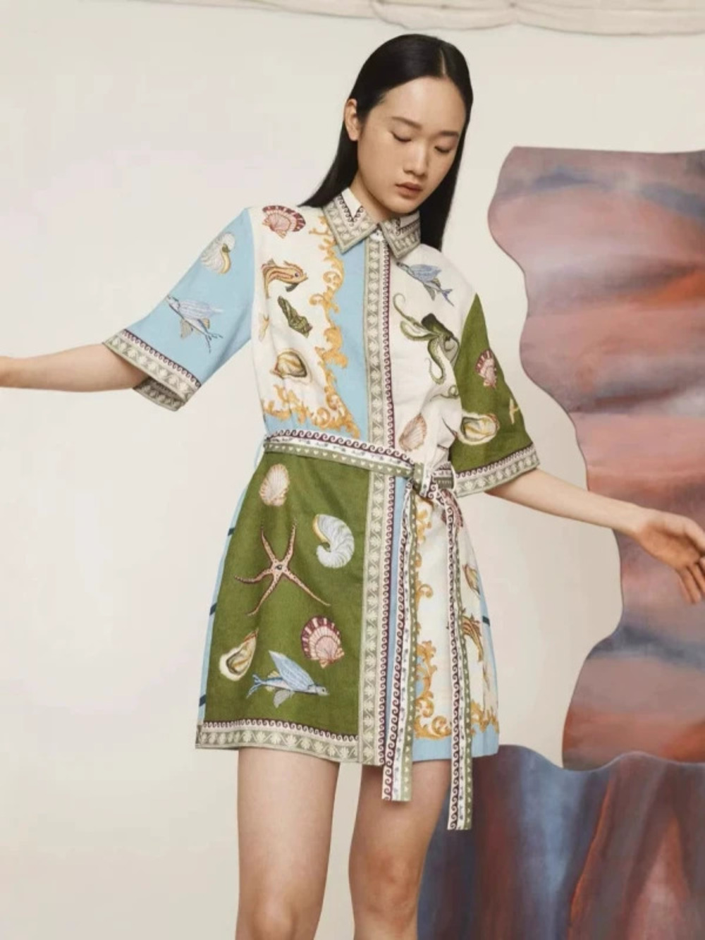 ZARA New Chic Versatile Casual Linen Shirt Cardigan Dress